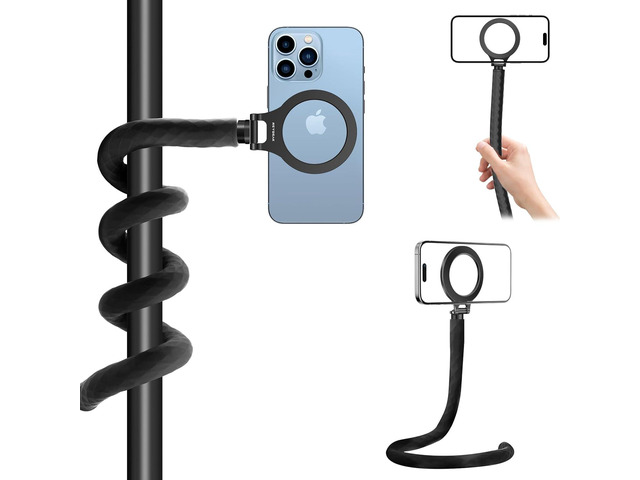 REYGEAK Magnetic Phone Holder with 1/4 Screw Flexible Tripod Phone Stand Stick Pole for Magsafe iPhone Samsung Android Cellphones Bendable Phone...
