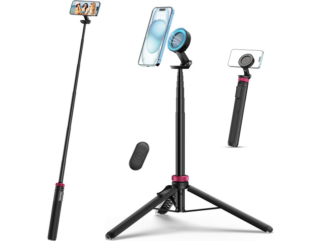 Ulanzi MT-84 Phone Tripod, 61' Magnetic Selfie Stick With Remote for iPhone 15/14/13/12 Series, Extendable Cell Phone Stand, Portable iPhone Holder...