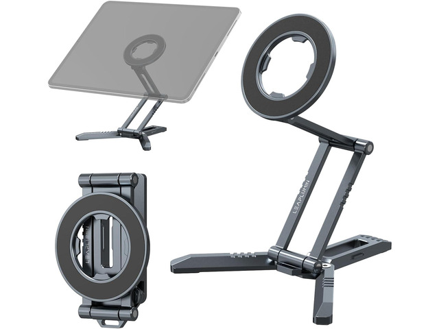 Magnetic iPad Tripod Stand Universal for iPad Pro/Air/Mini & iPhone 15-12 Series 360° Rotation Portable Tablet Holder with 2-in-1 Desktop &...