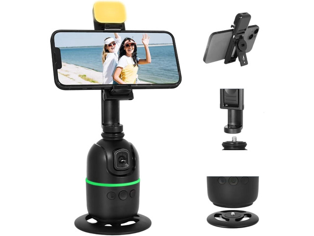 KozyOne Auto Face/Body Tracking Tripod, No App Required, 360° Rotation Phone Holder with Fill Light, Auto Tracking Phone Stand, Smart Gesture...