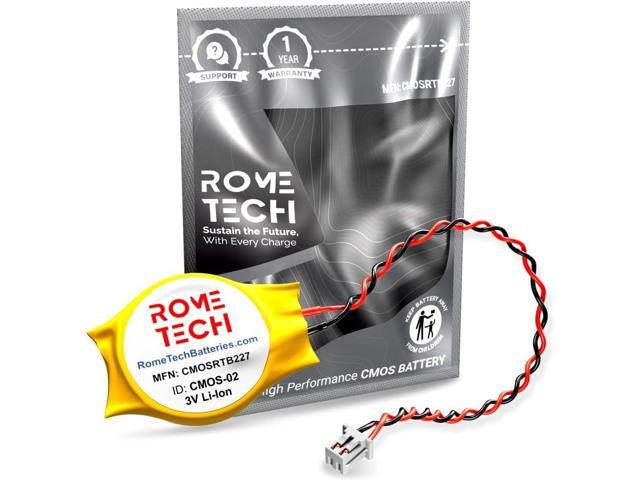 Rome Tech CMOS Battery for Dell Latitude 6430u, 7300, 7430, 7490 - Laptop Backup CR2032 BIOS RTC 3V - 2 Wire Cable (3-Pack)