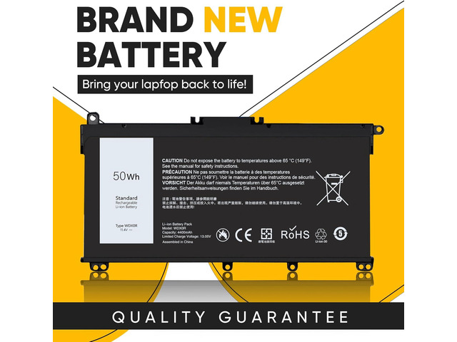 50Wh WDX0R Laptop Battery Replacement for Dell Inspiron 13 15 5000 7000 Series 5570 7579 7378 5567 7573 5565 5379 5378 Latitude 3490 3590 3340 3400...