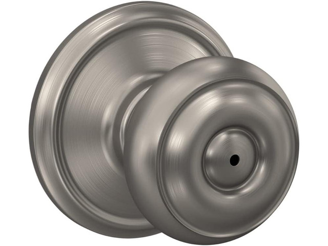 Schlage F40 GEO 619 Georgian Door Knob, Bed & Bath Privacy Lock, Satin Nickel