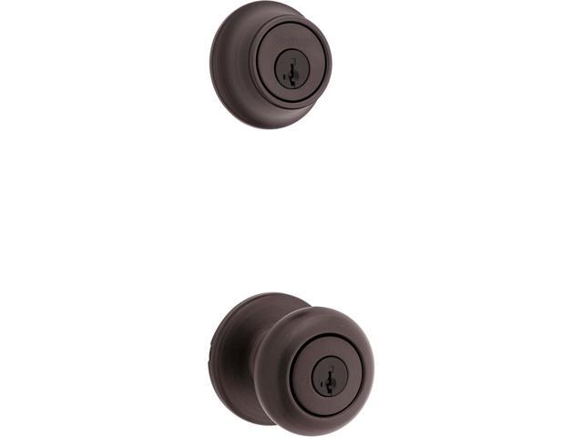 690 Cove Keyed Entry Knob and Single Cylinder Deadbolt Combo Pack featuring SmartKey in Venetian Bronze featuring Microban