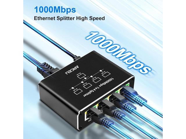 Gigabit Ethernet Splitter 1 to 4 - Network Splitter with USB Power Cable, 1000Mbps High Speed RJ45 Internet Splitt-er Adapter for Cat 5/5e/6/7/8...