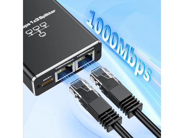BolAAzuL Ethernet Splitter 1 to 3 High Speed 1000Mbps Gigabit RJ45 Adapter, 1 in 3 Female Out, LAN/Internet Cable Cat 8/7/6/5/5e Network 1x3 ...