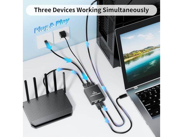 BolAAzuL Ethernet Splitter 1 to 3 High Speed 1000Mbps Gigabit RJ45 Adapter, 1 in 3 Female Out, LAN/Internet Cable Cat 8/7/6/5/5e Network 1x3 ...