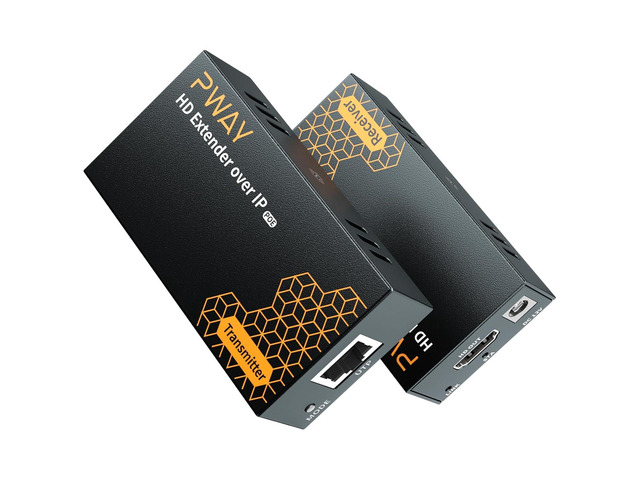 PWAY 400ft HDMI Extender Over Ethernet Cat5e/6, HDMI Over POE IP Kit, One to Many via 100M/1000M Switch, No Delay 1080p Video Extender for TV