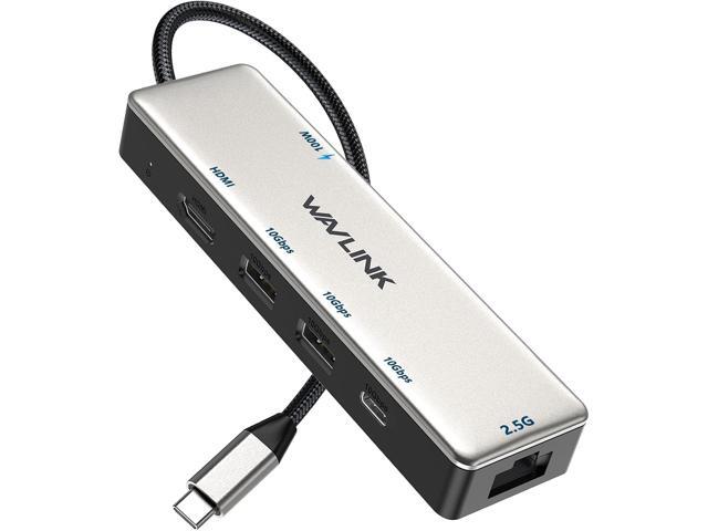 USB C Hub 2.5G Ethernet, WAVLINK 10Gbps USB C 3.2 Hub with 100W Power Delivery, 4K@120Hz HDMI 2.1, 3*USB3.2 Gen 2, 2.5G RJ45 Ports, Fit for MacBook.