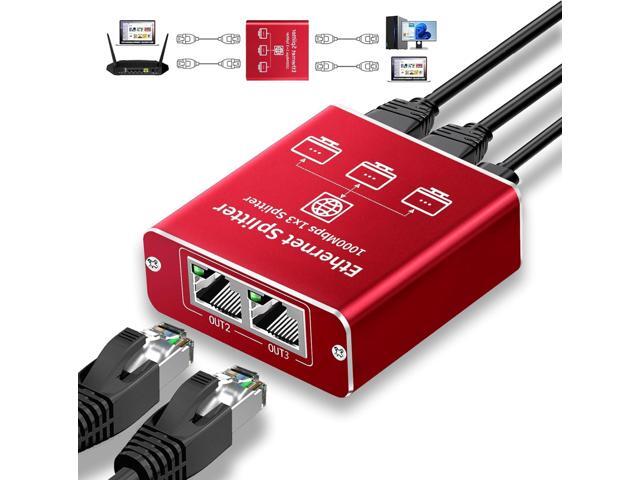 Ethernet Splitter 1 to 3 High Speed 1000Mbps, Gigabit Ethernet Splitter, LAN Splitter Dual LAN RJ45 Port Router Switch for Cat5/5e/6/7/8 Cable,.