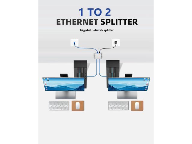 ethernet Splitter 1 to 2 ethernet hub 2 Port,RJ45 Cable Splitter fixable RJ45 Internet Switch Internet Splitter, 1000Mbps for Cat 5/5e/6/7/8...