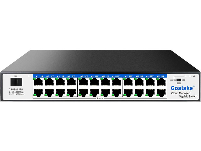 Easy Smart Managed Ethernet Switch, 24 Port Gigabit Switch,Network Hub, Ethernet Splitter, Plug & Play, Industrial Grade Fan Design, VLAN, Qos,...