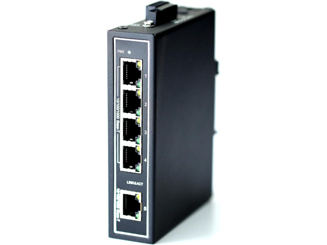 WIWAV WDH-5GT-DC 10/100/1000Mbps Gigabit Unmanaged 5-Port Industrial Ethernet Switches with DIN Rail/Wall-Mount (UL Listed,Fanless,-30~75)