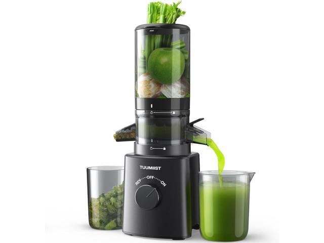 Juicer Machines, TUUMIIST Cold Press Juicer with 4.6'' Large Feed Chute Fit Whole Vegetable And Fruit, Masticating Juicer Easy To Clean, Black