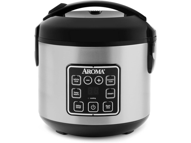 AROMA Digital Rice Cooker, 4-Cup (Uncooked) / 8-Cup (Cooked), Steamer, Grain Cooker, Multicooker, 2 Qt, Stainless Steel Exterior, ARC-914SBD