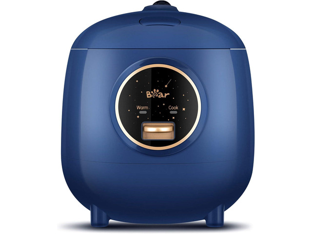 Bear Mini Rice Cooker 2 Cups Uncooked, 1.2L Portable Non-Stick Small Travel Rice Cooker, BPA Free, One Button to Cook and Keep Warm Function, Blue