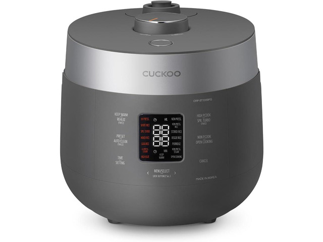 CUCKOO CRP-ST1009FG 10-Cup (Uncooked) / 20-Cup (Cooked) Twin Pressure Rice Cooker & Warmer with Nonstick Inner Pot, 16 Menu Modes, 3 Voice Guide,...