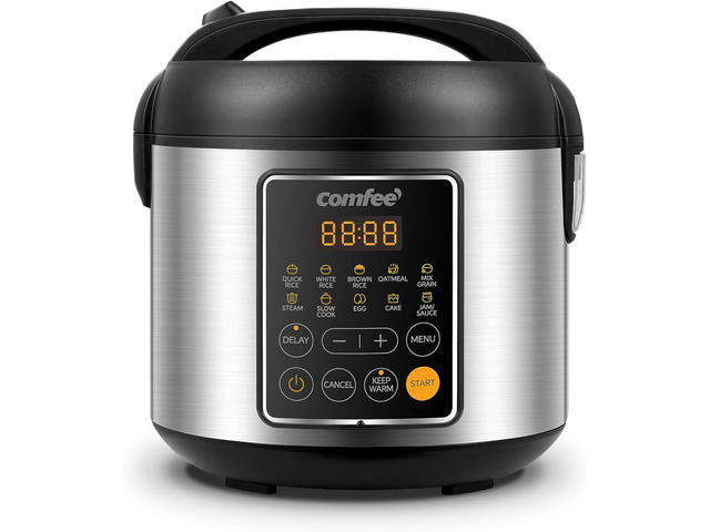 COMFEE' Rice Cooker, 4 Cups Uncooked, 8 Cups Cooked Slow Cooker, 2 Qt Small Multicooker with 10 Presets, Steamer & Grain Cooker, Non-Stick Inner Pot