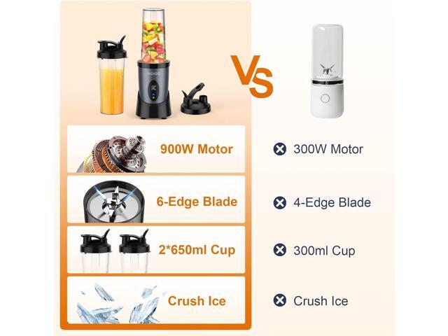 KOIOS Smoothie Blender, 900W Personal Blender for Shakes and Smoothies for Kitchen with 2 No-BPA 22oz Portable Cups, Single Serve Smoothies Maker...