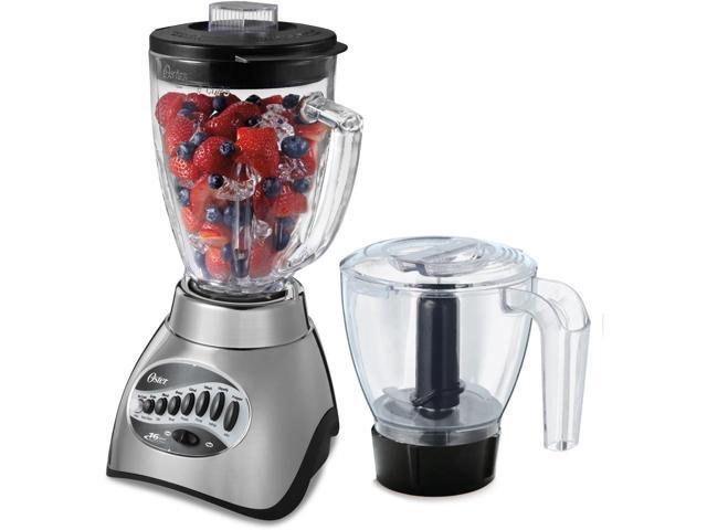 Oster Classic Series 16 Speed Blender with Food Chopper and Glass Jar Brushed Nickel
