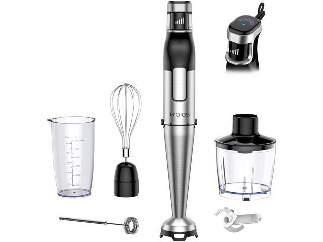 KOIOS Immersion Blender Handheld - Trigger Variable Speed 5-in-1 Immersion Hand Blender 1100W, Anti-Scratch Stainless Steel Shaft, Chopper & Milk.