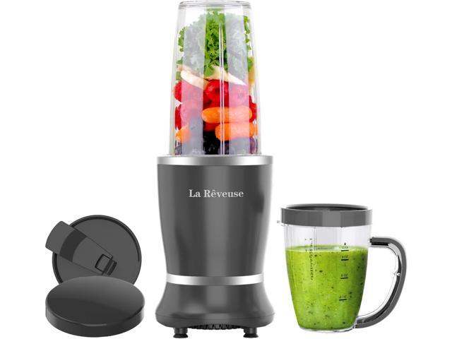 La Reveuse Personal Size Blender 250 Watts Power for Shakes Smoothies Seasonings Sauces with 1 Piece 15 oz Cup,1 Piece 10 oz Mug,BPA-Free (Black)