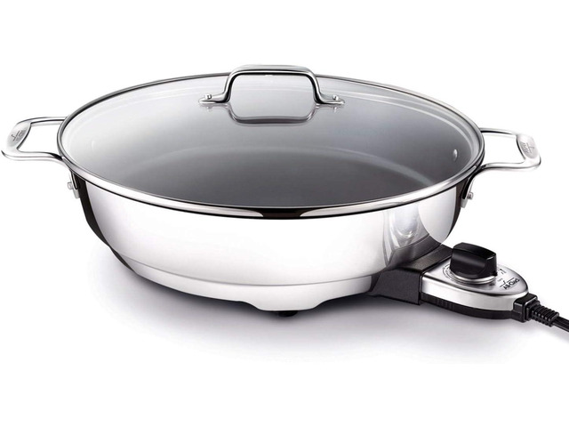All-Clad Electrics Stainless Steel and Nonstick Surface Skillet 7 Quart 1800 Watts Temp Control, Cookware, Pots and Pans, Oven, Broil, Dishwasher Safe