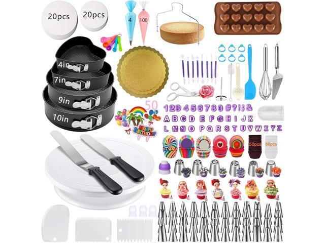 540PCS Cake Decorating Kit - Baking Supplies with 4 Springform Pans, Rotating Turntable, Decorating Tools, Cake Baking Supplies Set for Beginners