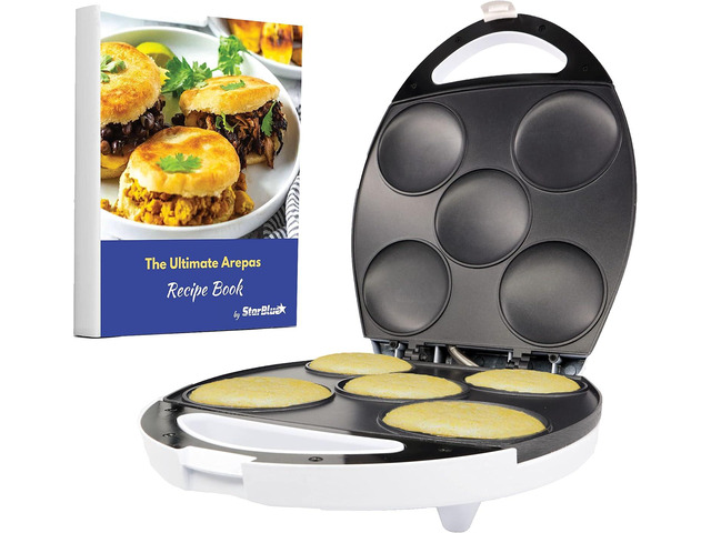 Electric Arepa Maker and Mini Pancake Maker by StarBlue with FREE Arepa Recipes eBook - Quick and making 5 Venezuela and Colombia styles Arepas in...