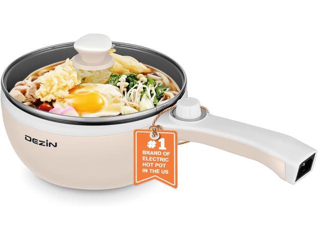 Dezin Hot Pot Electric Upgraded, Non-Stick Sauté Pan, Rapid Noodles Electric Pot, 1.5L Mini Portable Hot Pot for Steak, Egg, Fried Rice, Ramen,...