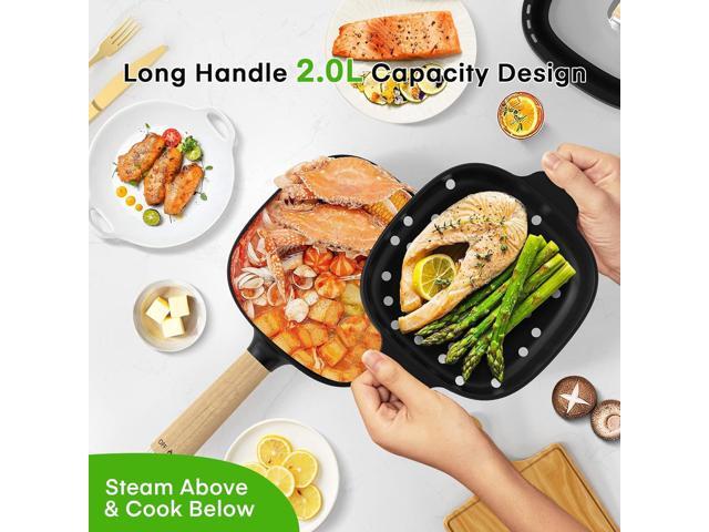 Audecook Hot Pot Electric 2L, Cermic Glaze Non-Stick Frying Pan 8 Inch, Portable Travel Cooker for Ramen/Steak/Fried Rice/Oatmeal/Soup, with Dual...