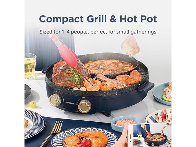 Joydeem Electric Grill with Shabu Shabu Hot Pot, Compact Korean BBQ Hotpot Combo Machine, 2L Hot Pot, Suitable for 1-4 People, JD-SK3407