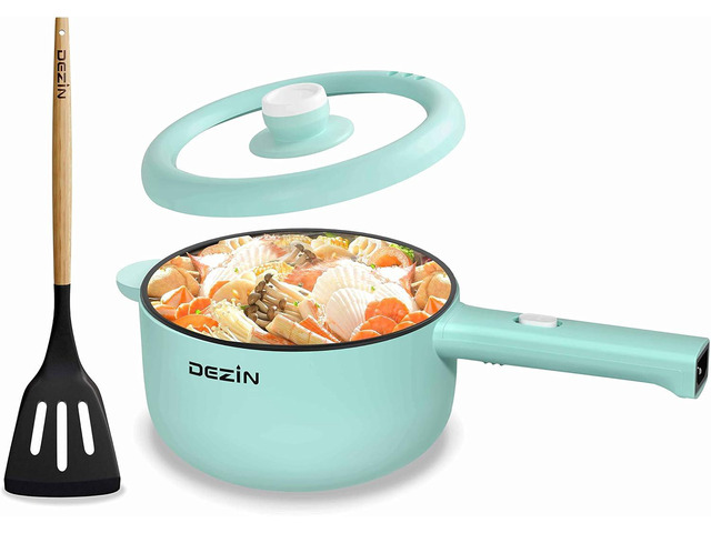 Dezin Electric Cooker, 2L Non-Stick Sauté Pan, Rapid Noodles Mini Pot for Steak, Egg, Fried Rice, Ramen, Oatmeal, Soup with Power Adjustment,...