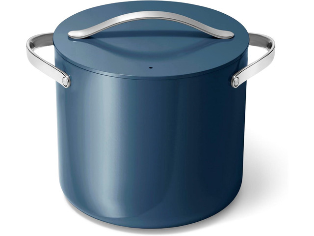Caraway Stock Pot - 12 Qt Ceramic Coated With Lid - Free From Forever Chemicals - Large for Bigger Batches - Navy