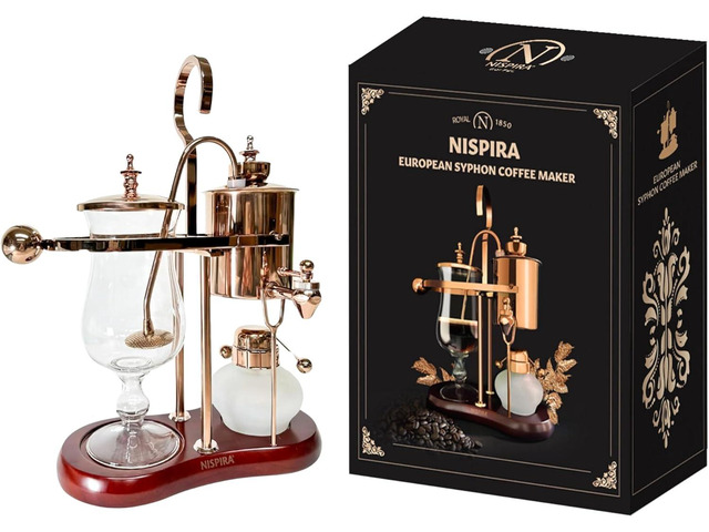 Nispira Belgium Royal Family Balance Syphon Unique Gravity Vintage Coffee Maker Vacuum Brewing System Copper 500 ml