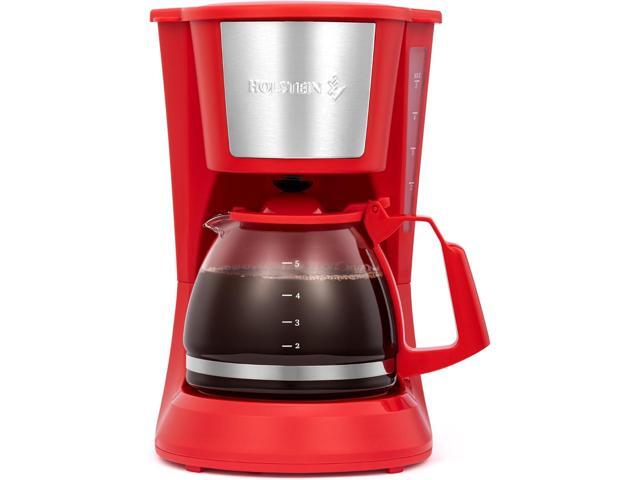 Holstein Housewares - 5 Cup Drip Coffee Maker - Convenient and User Friendly with Permanent Filter, Borosilicate Glass Carafe, Water Level.