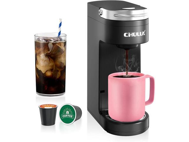 CHULUX Slim Single Serve Coffee Maker for K Pods, One Cup Coffee Maker Fits 7.3' Travel Mugs, Coffee Machine with 6 to 12oz Brew Sizes