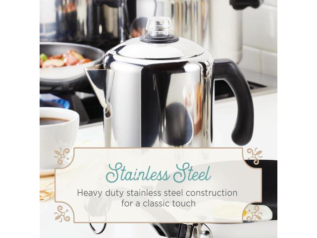 Farberware 47053 Classic Stainless Steel Yosemite 12-Cup Coffee Percolator, 12 Cup Coffee Maker, Silver