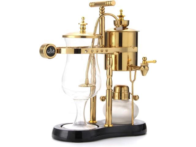 Diguo Belgian/Belgium Family Balance Siphon/Syphon Coffee Maker, Elegant Double Ridged Fulcrum with Tee handle (Classic Gold)