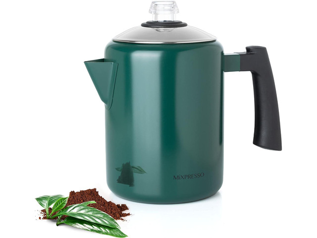 Mixpresso Green Stainless Steel Coffee Percolator Stovetop, 37oz Classic Percolator Coffee Pot, Excellent For Camping Pot, 5-8 Cup Stove Top Coffee...