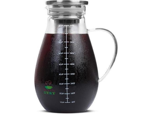 BTaT- Cold Brew Coffee Maker, Iced Coffee Maker, 2 Liter (2 Quart, 64 oz), Iced Tea Maker, Cold Brew Maker, Tea Pitcher, Coffee Accessories, Iced.
