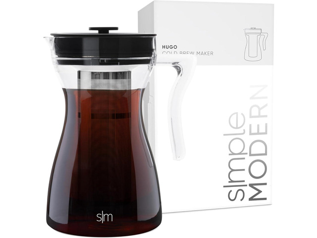 Simple Modern Hugo Cold Brew Coffee Maker Airtight Pitcher with Fine Mesh Filter Iced Tea Brewer 1.5 Quart