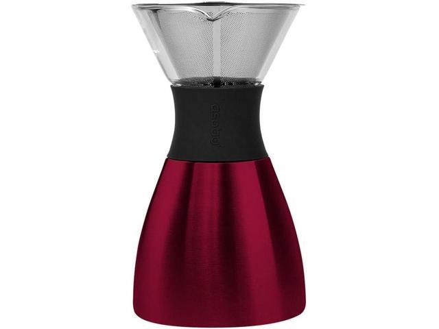 asobu Insulated Pour Over Coffee Maker (32 oz.) Double-Wall Vacuum, Stainless-Steel Filter and Take on the Go Carafe (Burgundy)