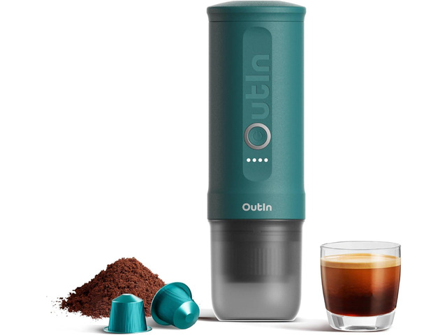 OutIn Nano Portable Electric Espresso Machine, Travel Coffee Maker for Camping, Car Coffee Maker Self-Heating with USB-C, With Ground Coffee & NS...