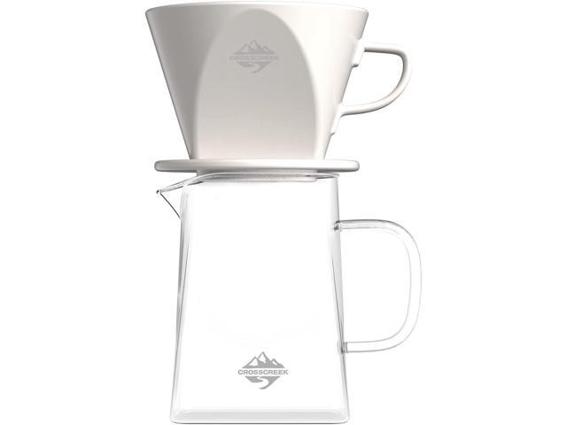 Pour Coffee Dripper Set Manual Drip Coffee-Maker Glass Carafe White Coffee Dripper Coffee Filters 9917-C001-064