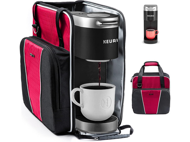 BAGSPRITE Coffee Maker Travel Bag Compatible with Keurig K-Mini or K-Mini Plus, Single Serve Coffee Brewer Carrying Case with Multiple Pockets for...