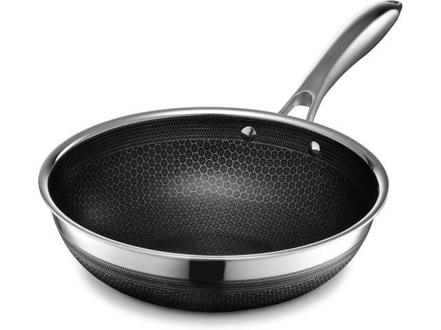 HexClad Hybrid Nonstick 10-Inch Wok, Stay-Cool Handle, Dishwasher-Friendly, Oven-Safe Up to 900°F, Induction Ready, Compatible with All Cooktops