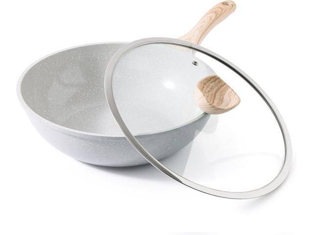 Ceramic Wok Pan, 12 Inch Nonstick Wok with Lid, Healthy Non Toxic Woks & Stir-fry Pans for Cooking, Induction Cookware, PFOA & PFAS Free