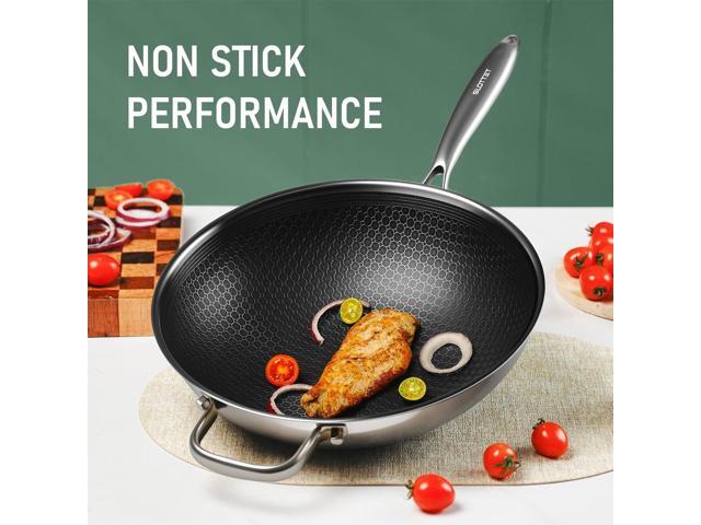 Hybrid 12-Inch Wok with Steamer,Nonstick Stainless Steel Woks & Stir-fry pans with Lid,Stay-Cool Handle,PFOA Free Cookware,Dishwasher and Oven...