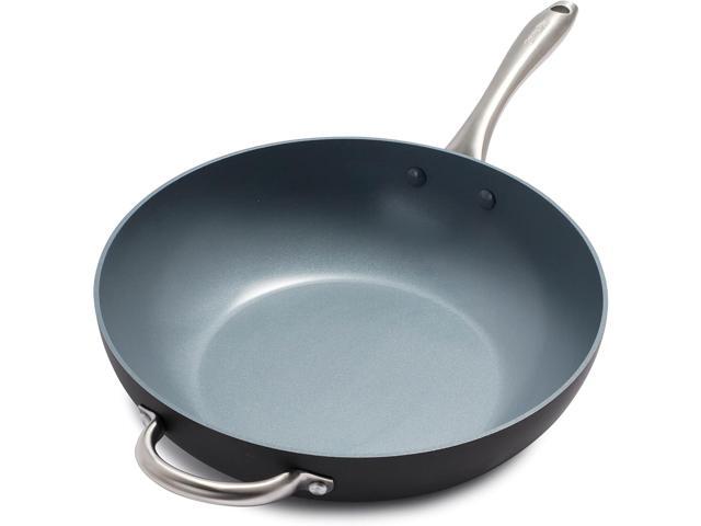 GreenPan Lima Hard Anodized Healthy Ceramic Nonstick 12.5' Wok pan with Helper Handle, PFAS-Free, Oven Safe, Gray